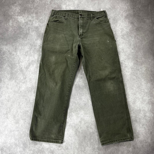 (36x30)Distressed Olive Dickies Carpenter Pants