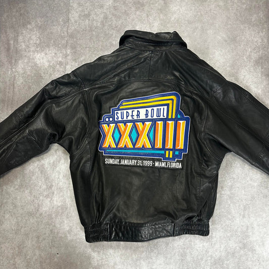 (M) Vintage Super Bowl Leather Jacket